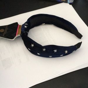 New Navy Velvet w Silver Stars Headband